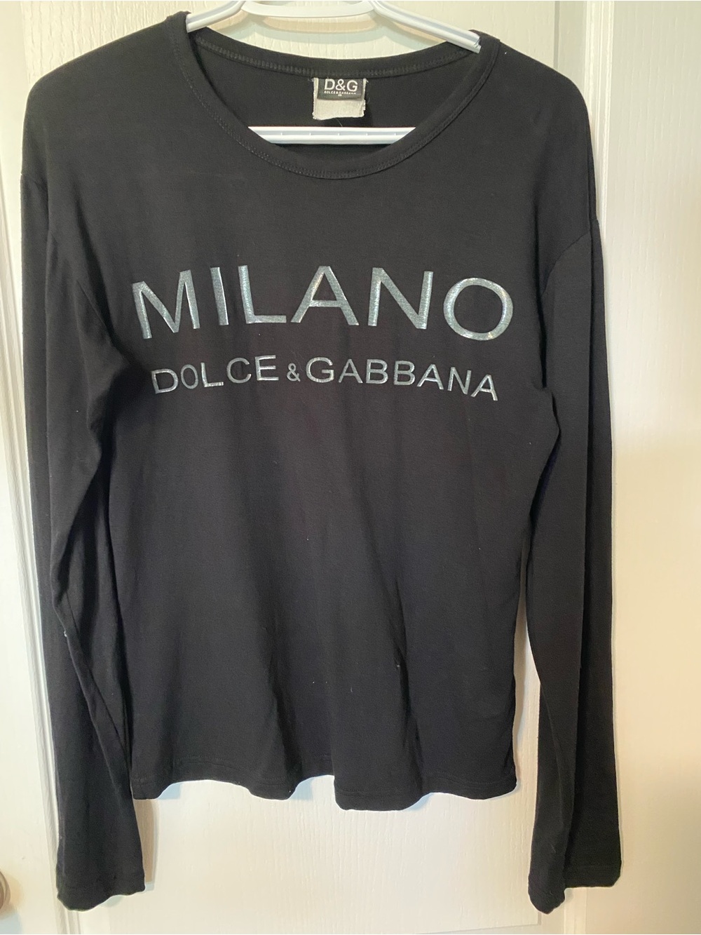 🛍️Dolce & Gabbana Authentic Black 'Milano' Long Sleeve Cotton Tee